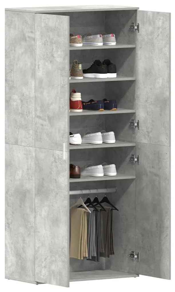 vidaXL Ντουλάπα Παπουτσιών Γκρι 80 x 39 x 180 εκ Επεξεργασμένο ξύλο