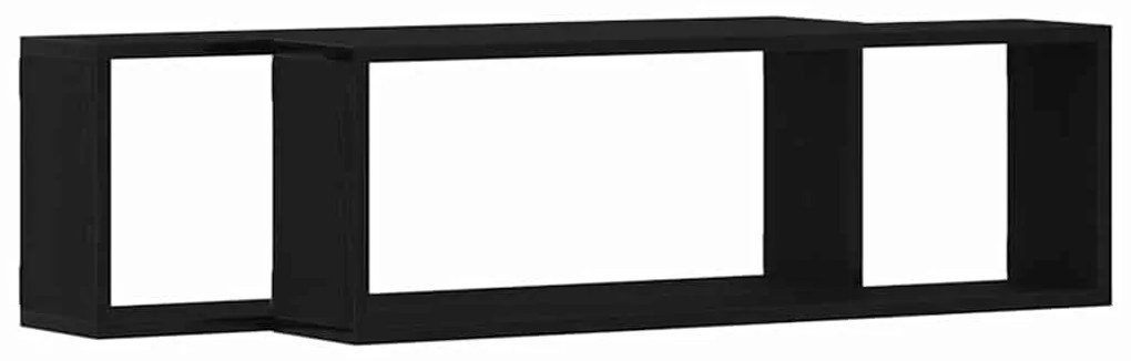 vidaXL Ράφι Τοίχου με ράφι Επιτοίχιο 2 pcs Μαύρη Δρυς 80 x 15 x 26 εκ.