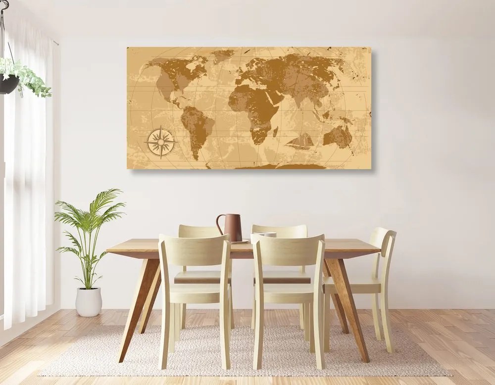 Εικόνα στον ρουστίκ παγκόσμιο χάρτη από φελλό - 100x50  arrow