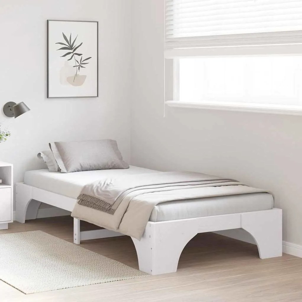 vidaXL Σκελετός Κρεβατιού Λευκό 197 x 97 x 30 εκ. Μασίφ ξύλο πεύκου