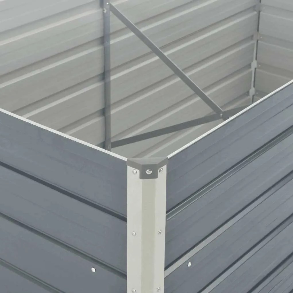 vidaXL Ζαρντινιέρα Ψηλή Γκρι 160 x 80 x 77 εκ. από Γαλβανισμένο Χάλυβα