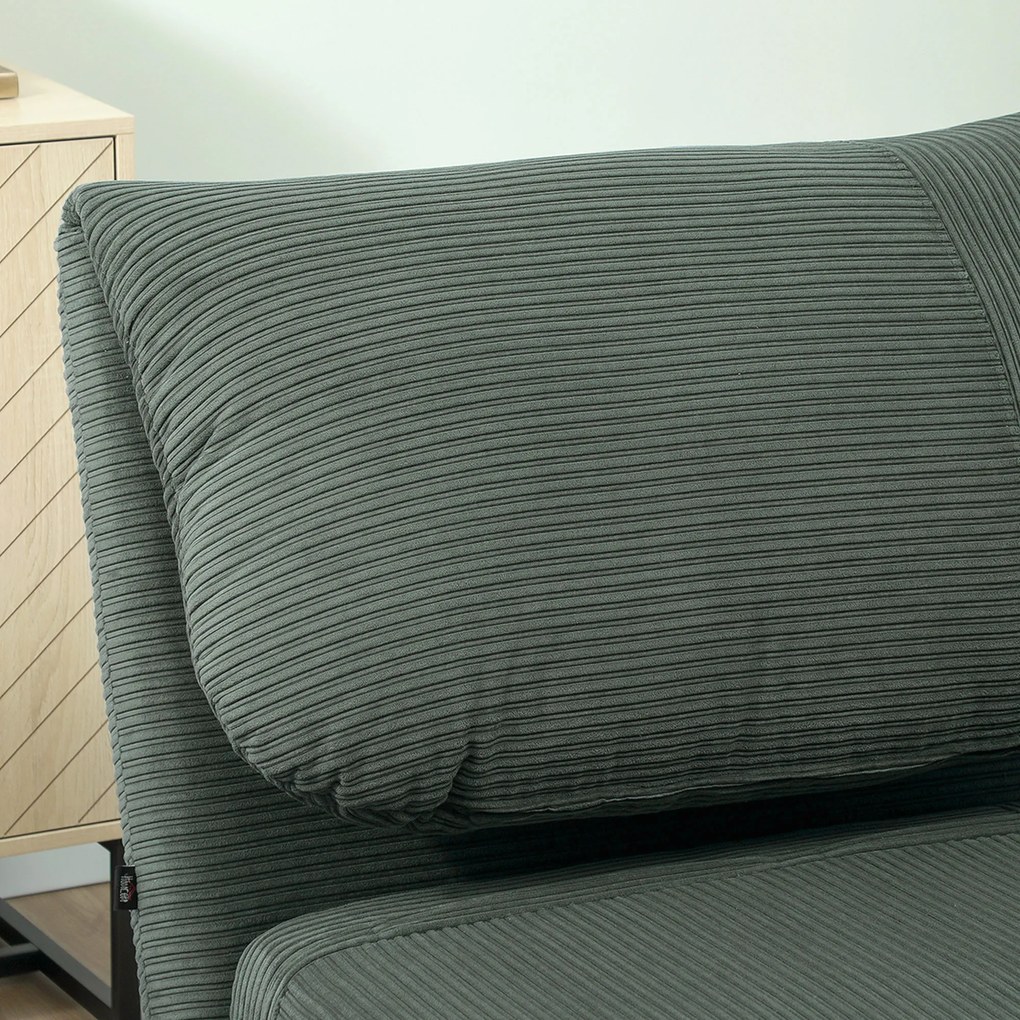 HOMCOM 2-σε-1 πολυθρόνα-κρεβάτι, ρυθμιζόμενο προσκέφαλο, εμφάνιση κοτλέ, 82 cm x 87 cm x 89 cm Πράσινο