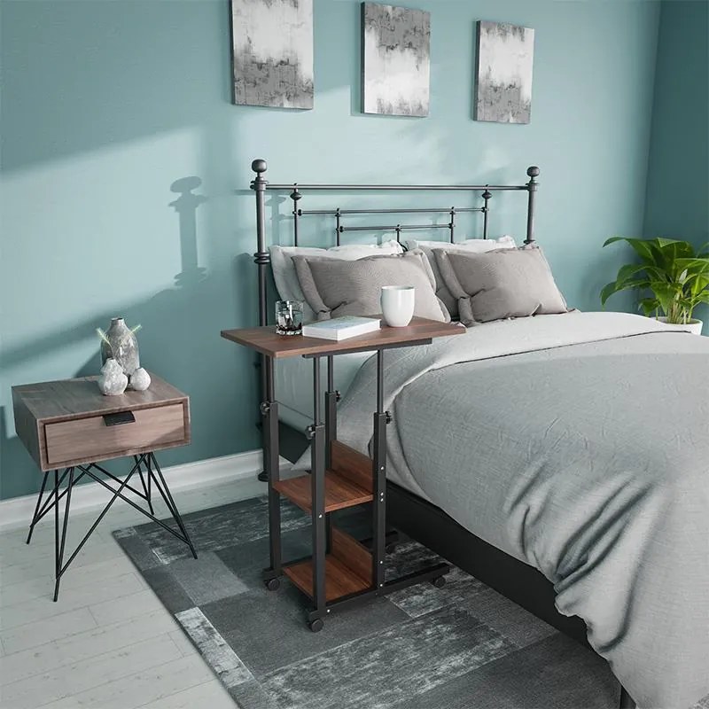 Βοηθητικό τραπέζι Babs τροχήλατο καρυδί-μαύρο 60x40x86εκ 60x40x92 εκ.