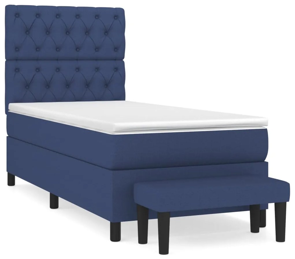 vidaXL Κρεβάτι Boxspring με Στρώμα Μπλε 80x200 εκ. Υφασμάτινο