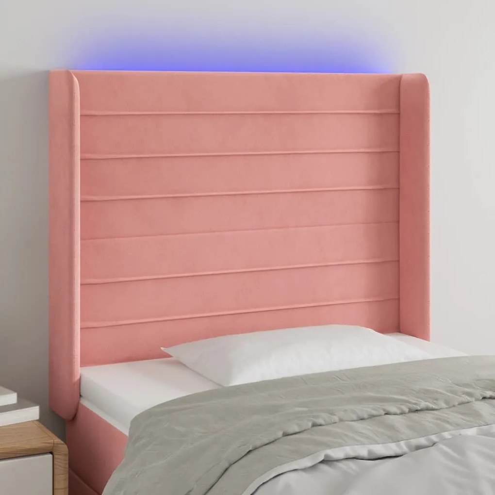 Κεφαλάρι Κρεβατιού LED Ροζ 93x16x118/128 εκ. Βελούδινο 3124229