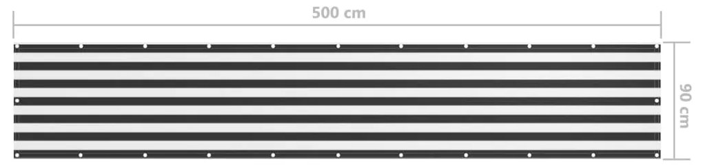 vidaXL Διαχωριστικό Βεράντας Ανθρακί/Λευκό 90 x 500 εκ. Ύφασμα Oxford