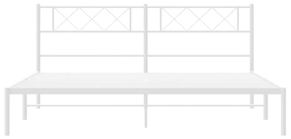 Πλαίσιο Κρεβατιού με Κεφαλάρι Λευκό 183 x 213 εκ. Μεταλλικό - Λευκό