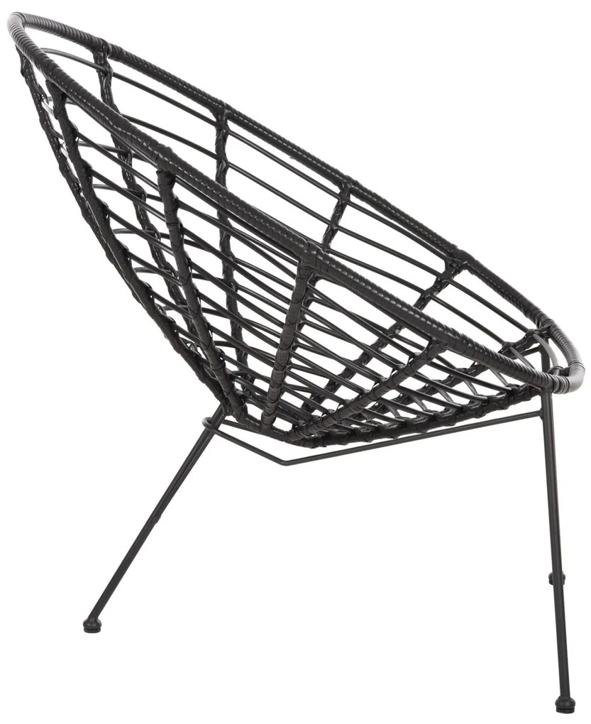 Καρέκλα - Πολυθρόνα ALLEGRA C5458.12 Μεταλλική με Wicker Μαύρο Τύπου Φωλιά 73x78x88Υ εκ. 73x78x88 εκ.