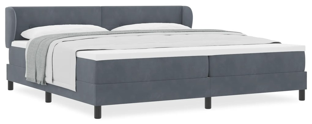 vidaXL Κρεβάτι Box Spring με Στρώμα σε Σκούρο Γκρι 200x200 εκ. Βελούδο