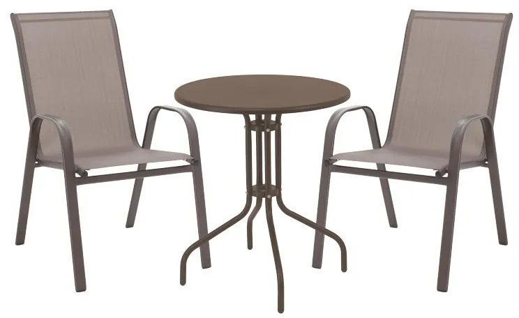 Σετ κήπου - Τραπεζαρία Vergo - Calan 3 τεμ. μέταλλο καφέ Φ60x70 εκ. 60x60x70 εκ.