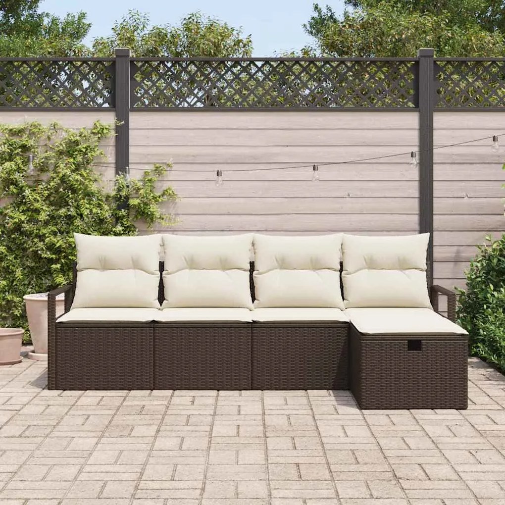 vidaXL Σετ Καναπέ Κήπου 5 pcs Καφέ και κρεμ 230 x 117 x 85 εκ.