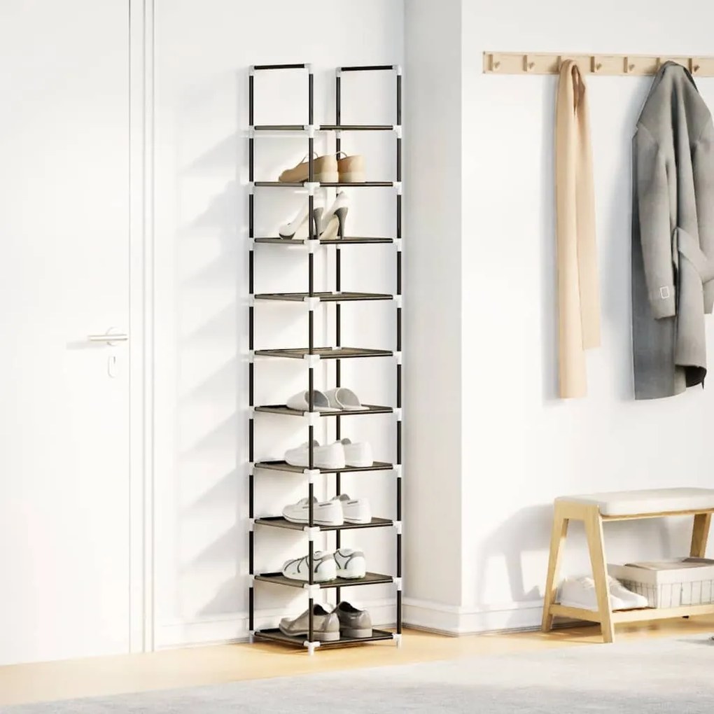 Ράφι παπουτσιών 10 επιπέδων μαύρο 33x33x174 cm - Μαύρο
