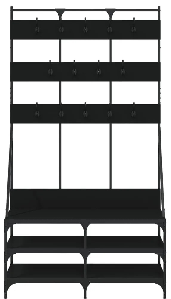 vidaXL Κρεμάστρα Ρούχων με Παπουτσοθήκη Μαύρη 100 x 40 x 184 εκ.