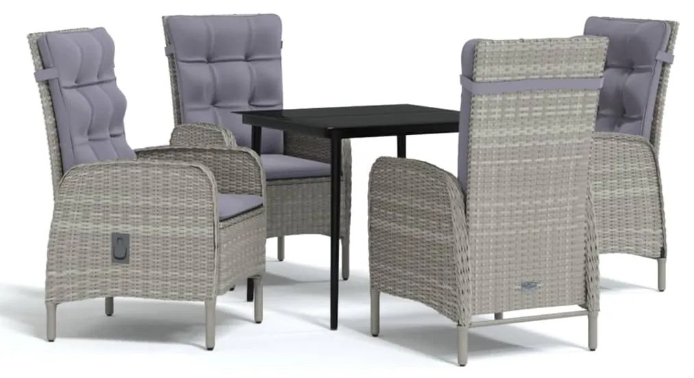 vidaXL Σετ Τραπεζαρίας Κήπου 5 Τεμαχίων Γκρι / Μαύρο με Μαξιλάρια