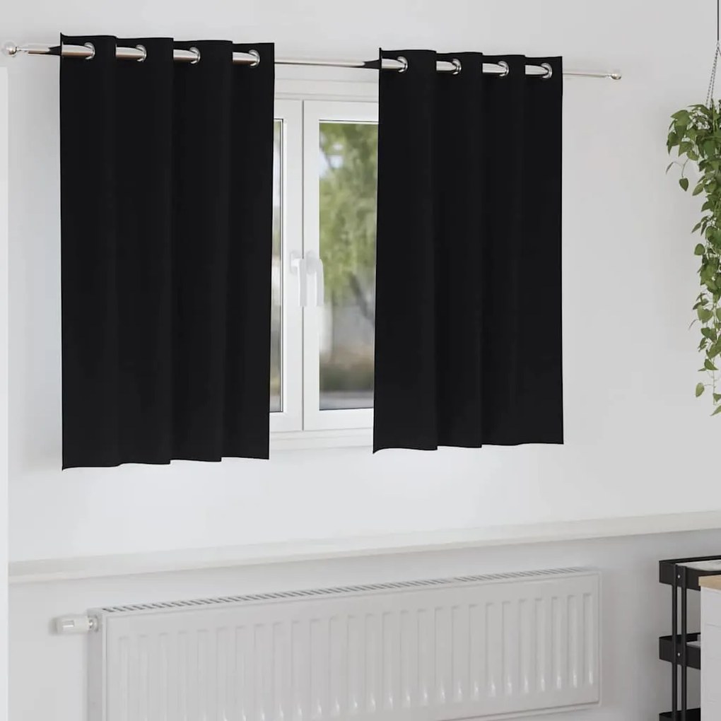 vidaXL Κουρτίνες με κουρτίνες 2 pcs Μαύρο 140 x 140 cm Πολυεστέρας