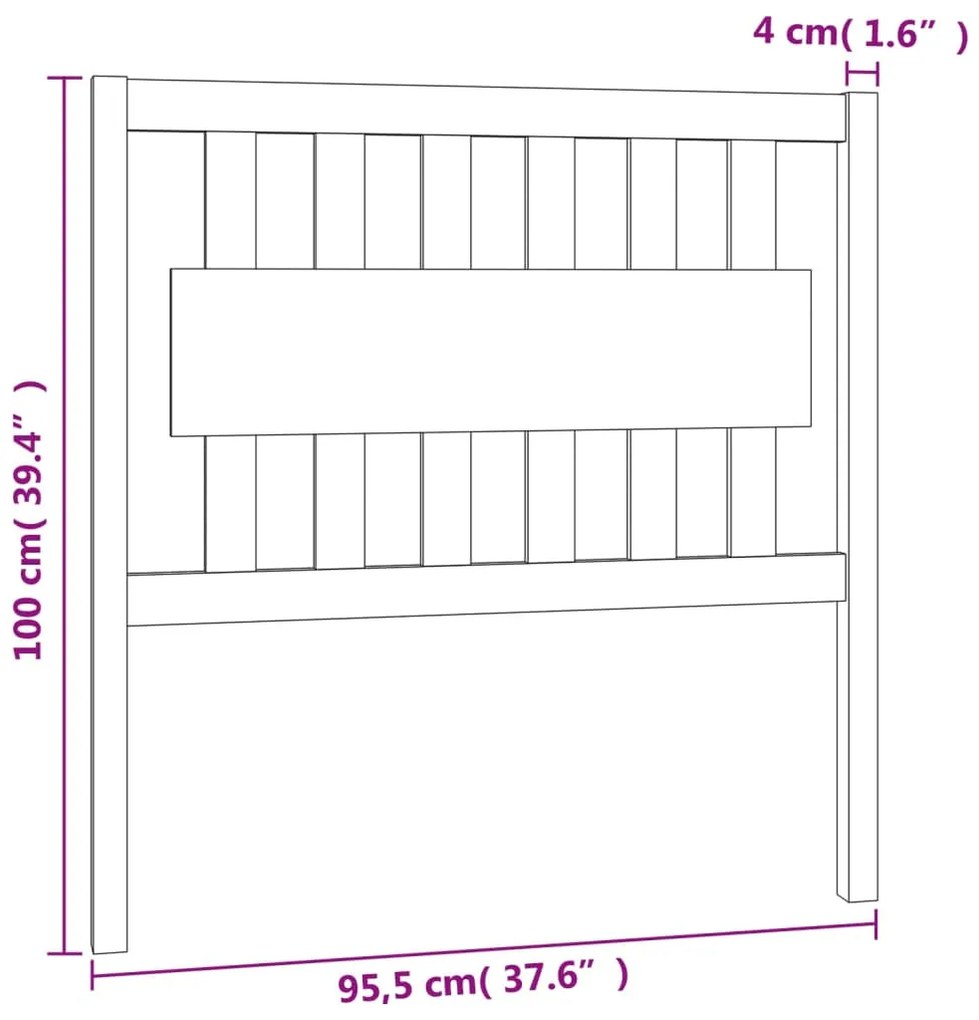 vidaXL Κεφαλάρι Κρεβατιού Μελί 95,5x4x100 εκ. από Μασίφ Ξύλο Πεύκου