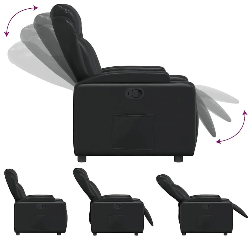 vidaXL Πολυθρόνα με Ανακλινόμενη Πόρτα Μαύρη από Συνθετικό Δέρμα