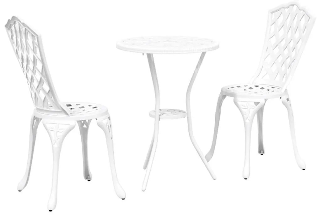 vidaXL Σετ Μπιστρό Κήπου 3 pcs Λευκό Αλουμίνιο