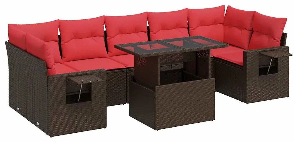 vidaXL Σαλόνι Κήπου Σετ 8 τεμ Καφέ Συνθετικό Ρατάν Μαξιλάρια ακακίας