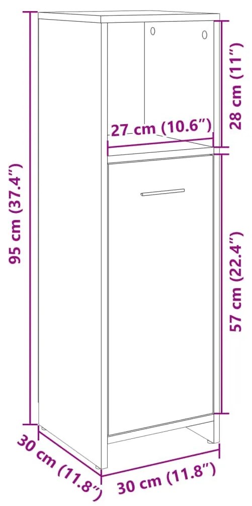 Στήλη Μπάνιου Sonoma Δρυς 30 x 30 x 95 εκ. Επεξεργασμένο Ξύλο - Καφέ