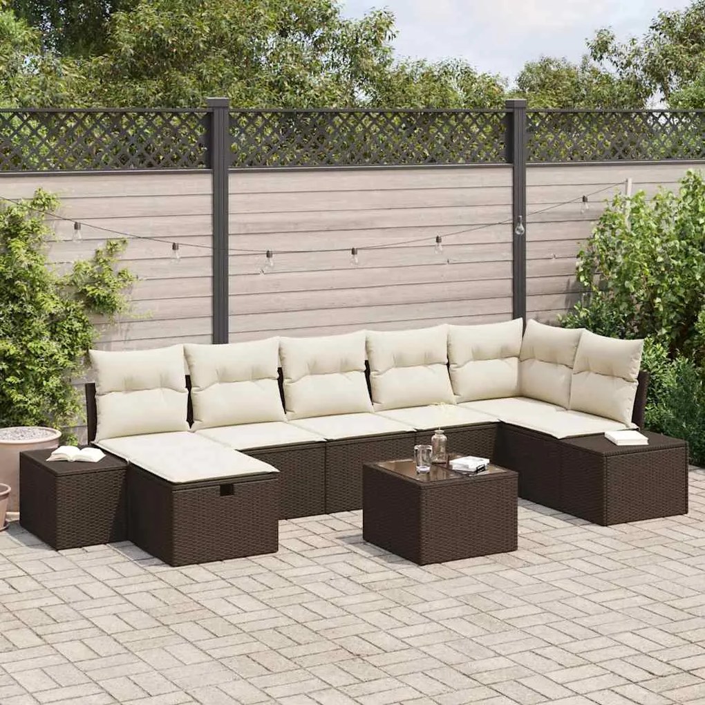 vidaXL Σετ Καναπέ Κήπου 8 pcs Καφέ 55 x 62 x 69 εκ Πολυ ράταν