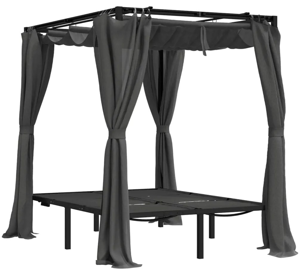 vidaXL Ξαπλώστρα Διπλή με Πλαϊνές και Πάνω Κουρτίνες Ανθρακί