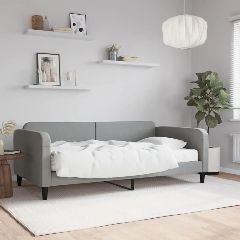 vidaXL Καναπές Κρεβάτι με Στρώμα Ανοιχτό Γκρι 100 x 200 εκ. Υφασμάτινο