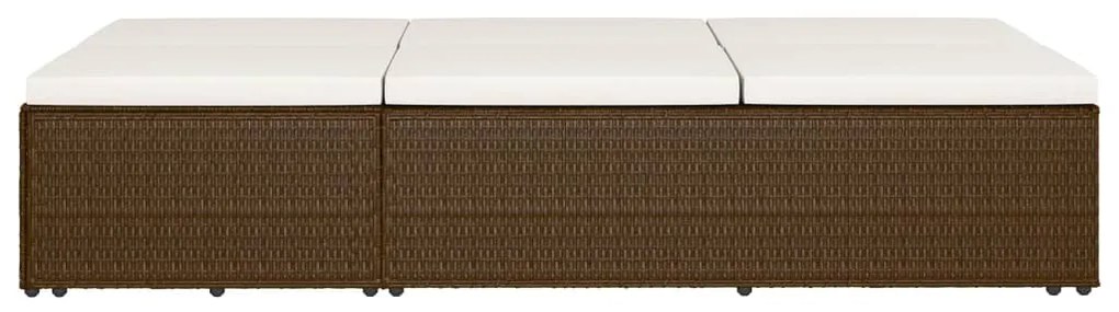 vidaXL Ξαπλώστρα - Καναπές Καφέ από Συνθετικό Ρατάν με Μαξιλάρι