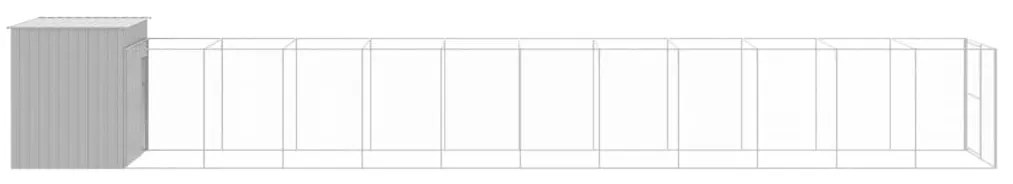 vidaXL Σπιτάκι Σκύλου με Αυλή Αν. Γκρι 214x1273x181εκ. Γαλβαν. Χάλυβας