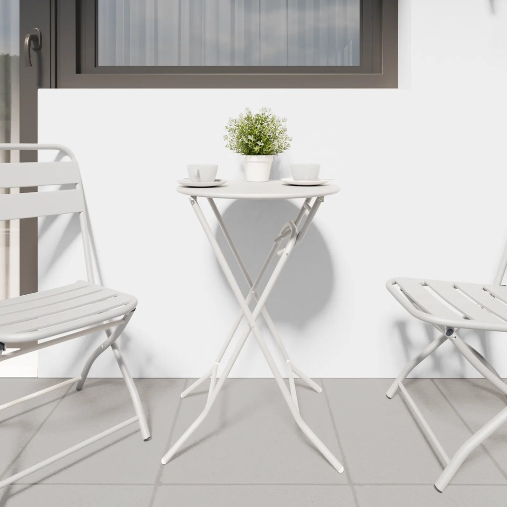 vidaXL Πτυσσόμενο Τραπέζι Κήπου Λευκό Ø50x72 cm Ατσάλι