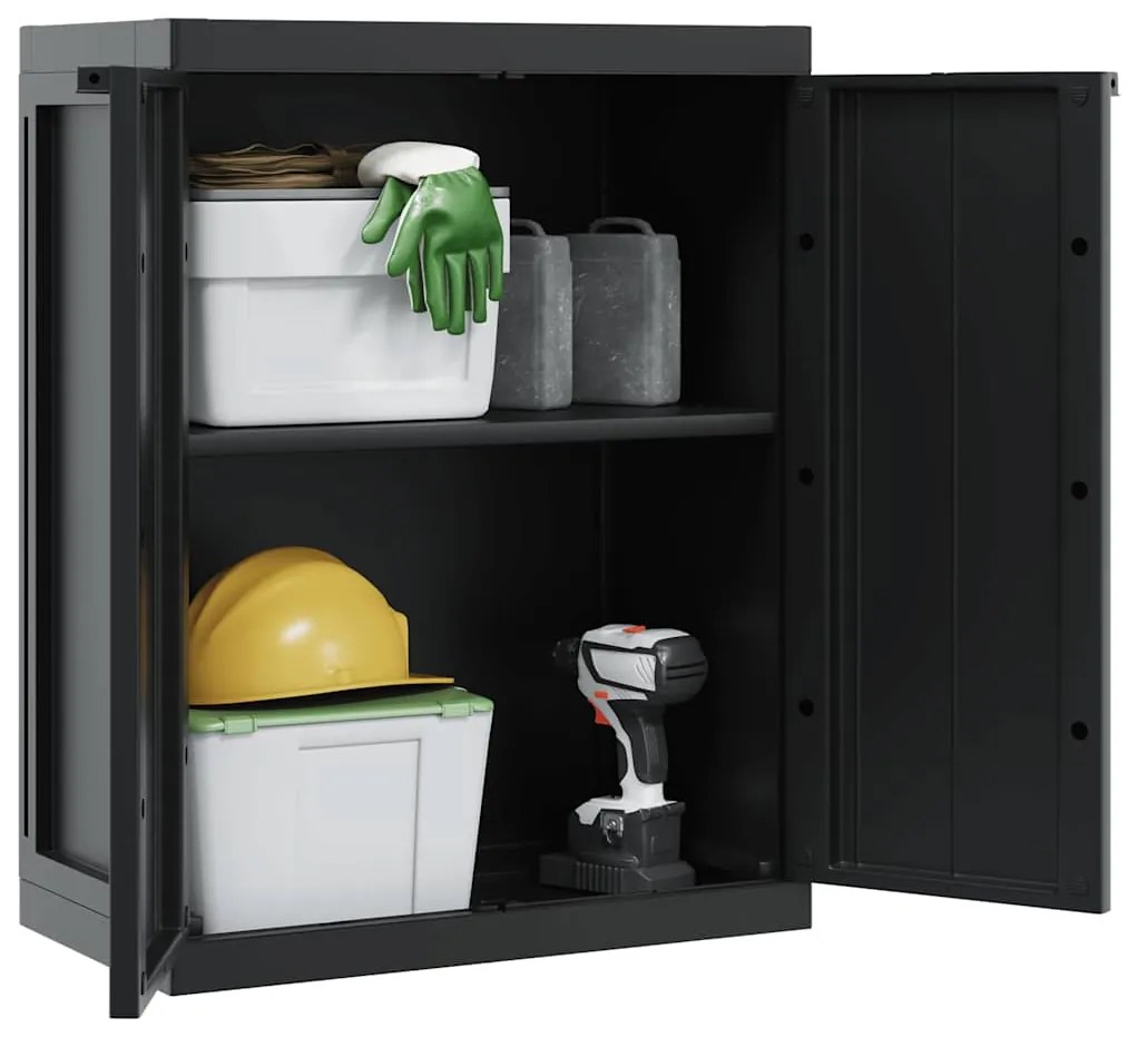 vidaXL Ντουλάπι Αποθ. Εξ. Χώρου Μαύρο 65x37x85 εκ. Πολυπροπυλένιο