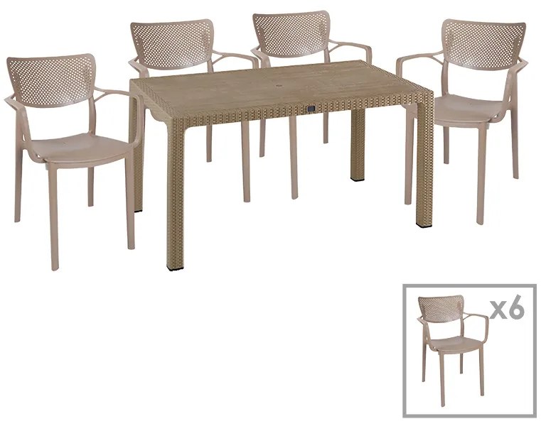 Intrahome Τραπεζαρία Explore-Frontline Intrahome σετ 7τεμ PP cappuccino 150x90x73,5εκ. | SKU: INTRAPA-364111173