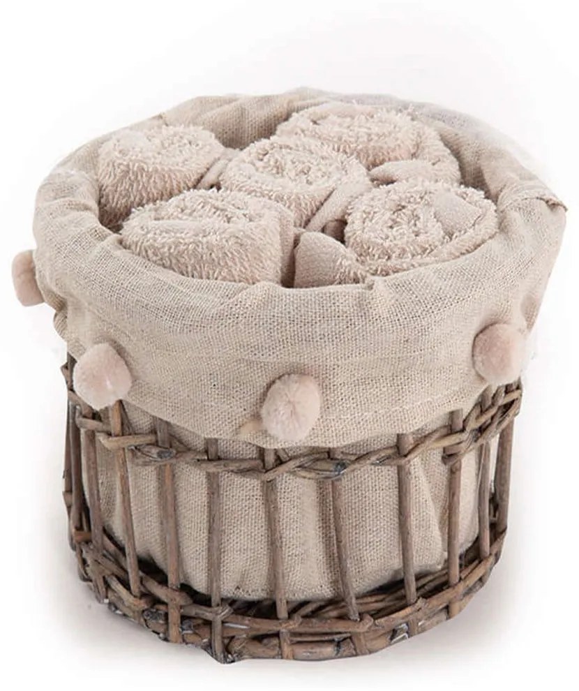 Λαβέτες Please Σε Καλαθάκι Σετ 5τμχ 1123-Beige Nef-Nef Σετ Πετσέτες 30x30cm 100% Cotton