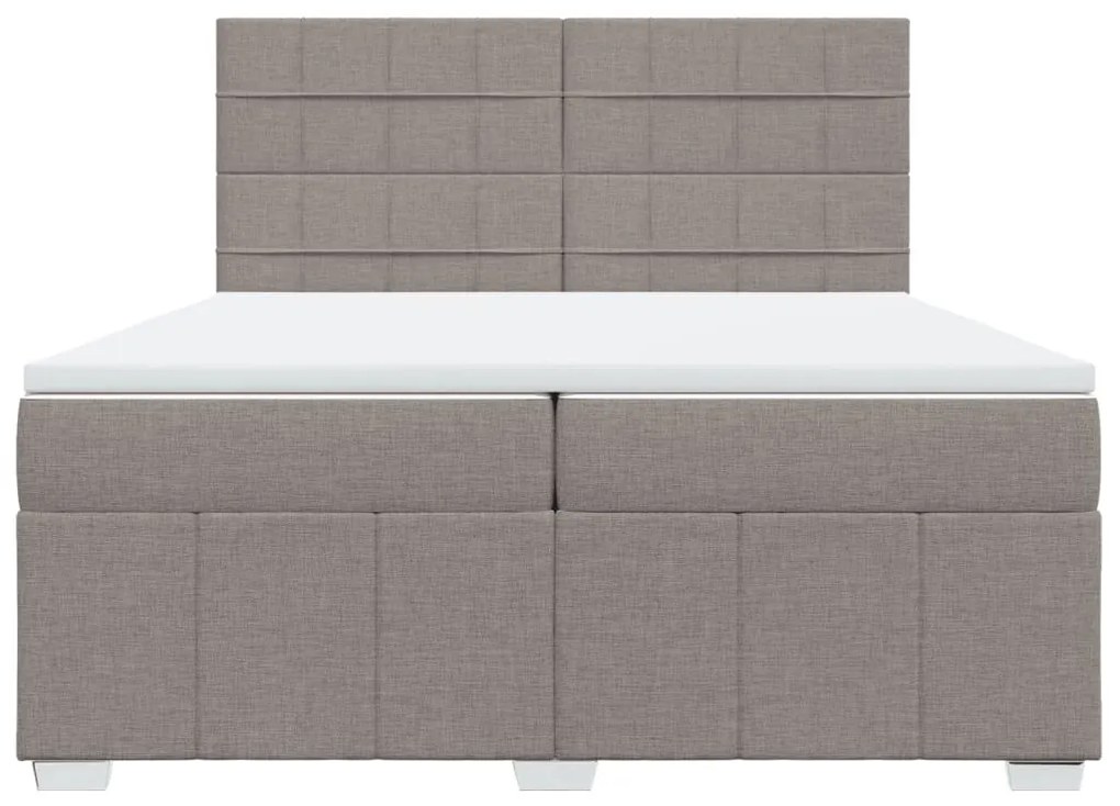 Κρεβάτι Boxspring με Στρώμα Taupe 200x200 εκ. Υφασμάτινο - Μπεζ-Γκρι