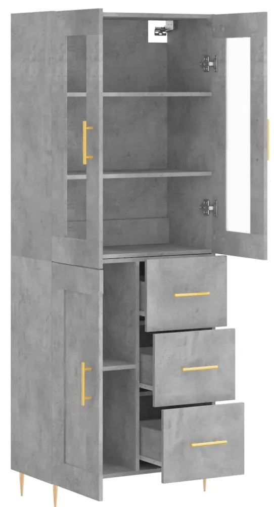 vidaXL Ντουλάπι Γκρι Σκυροδέματος 69,5x34x180 εκ. Επεξεργασμένο Ξύλο