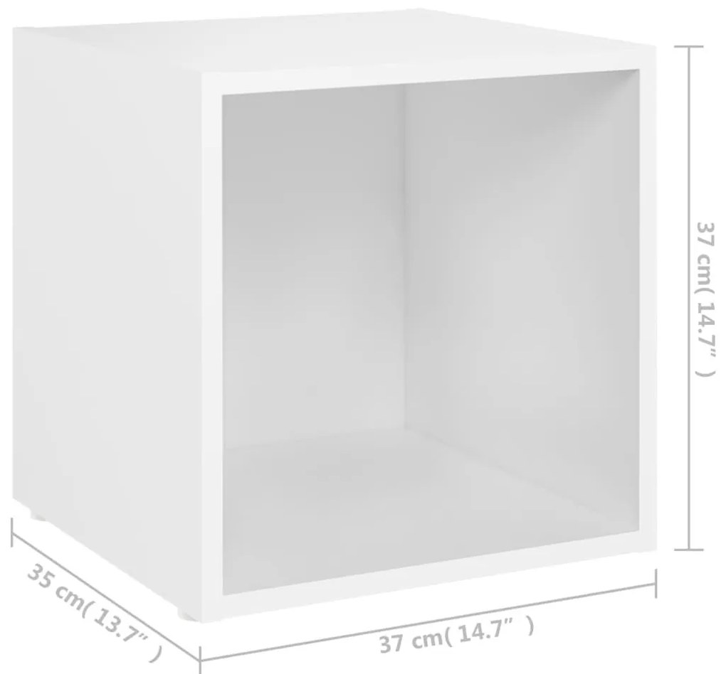 Έπιπλα Τηλεόρασης 4 τεμ. Λευκά 37 x 35 x 37 εκ. από Επεξ. Ξύλο - Λευκό