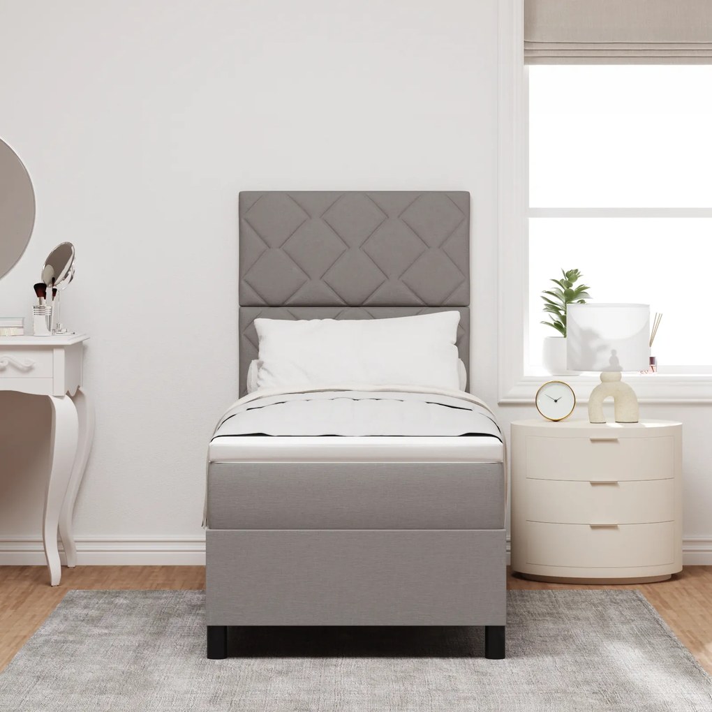 vidaXL Κρεβάτι με ελατήρια με στρώμα Taupe 80 x 200 cm ύφασμα