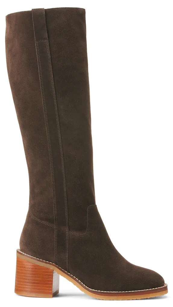 Μπότες από nubuck με φαρδύ τακούνι
