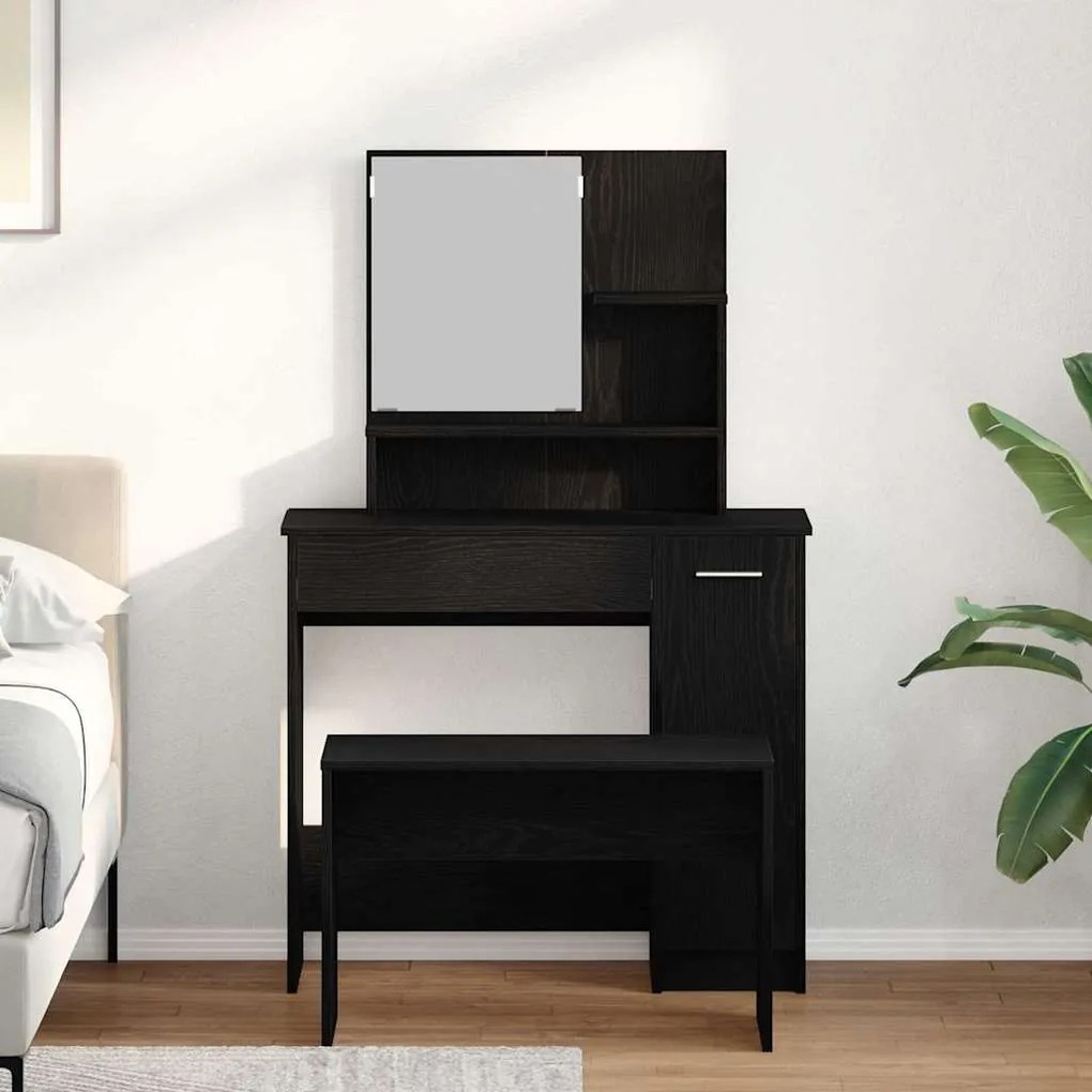 vidaXL Σετ Τραπεζιού Μακιγιάζ 2 pcs Μαύρη δρυς 86.5 x 35 x 136 cm