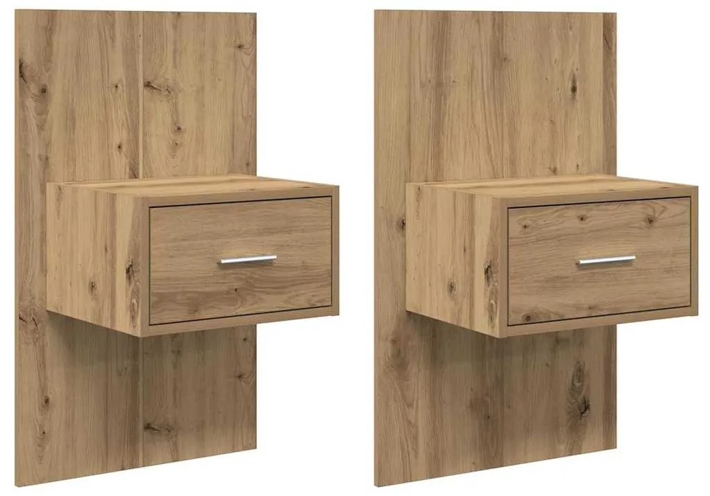 vidaXL Κομοδίνο με συρτάρι 2 pcs Artisan Oak 50 x 32,5 x 80 εκ.