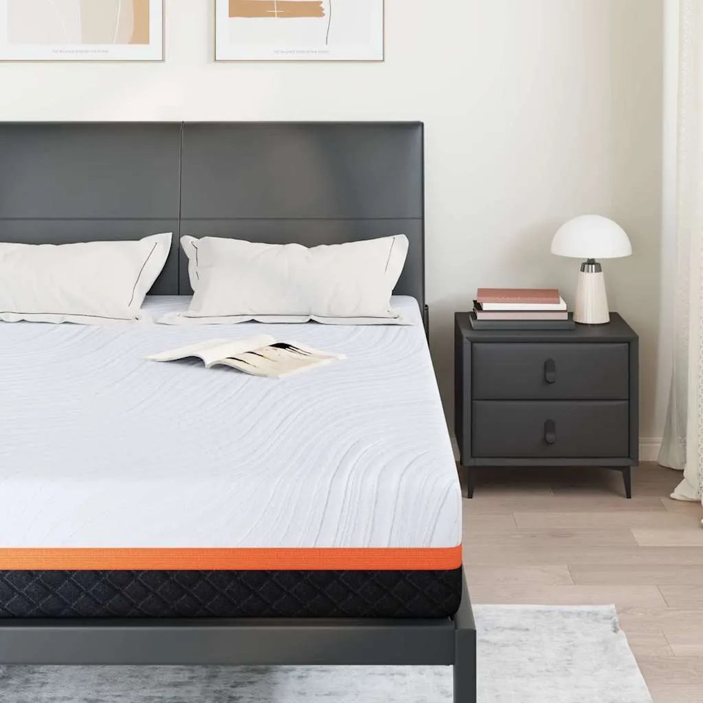 vidaXL Στρώμα Λευκό και Γκρι 160 x 200 cm Pěna