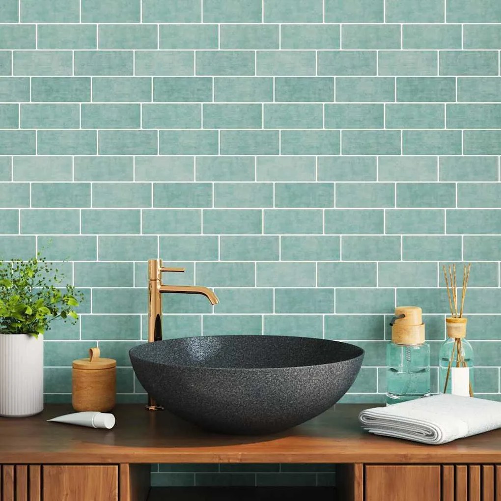 vidaXL Πλακάκι Subway 10 pcs Γκρι Πράσινο 29 x 21 εκ