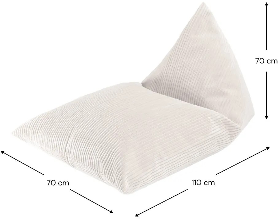 Πουφ Lounger Υφασμα Κοτλε Υπόλευκο