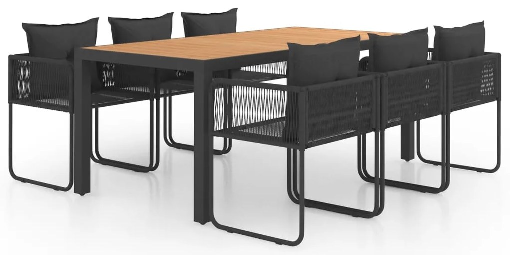 vidaXL Σετ Τραπεζαρίας Κήπου 7 τεμ. Μαύρο / Καφέ από Ρατάν PVC