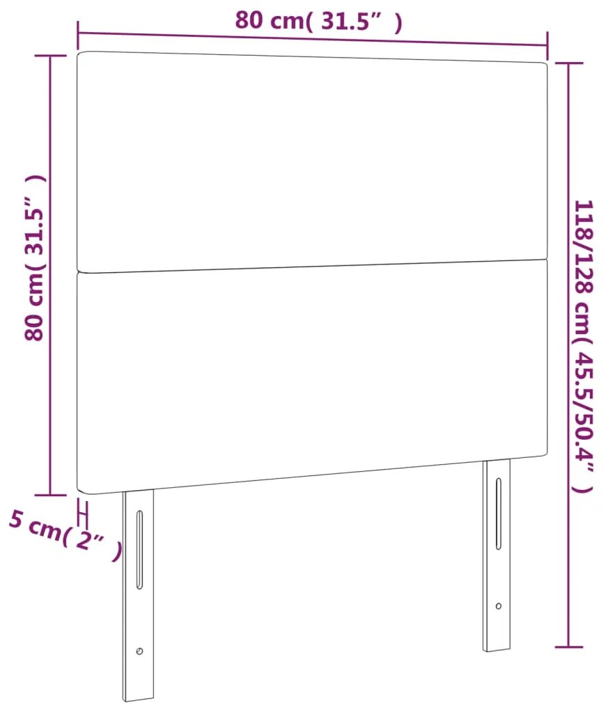 vidaXL Κεφαλάρι Κρεβατιού LED Σκούρο Γκρι 80x5x118/128 εκ. Βελούδινο
