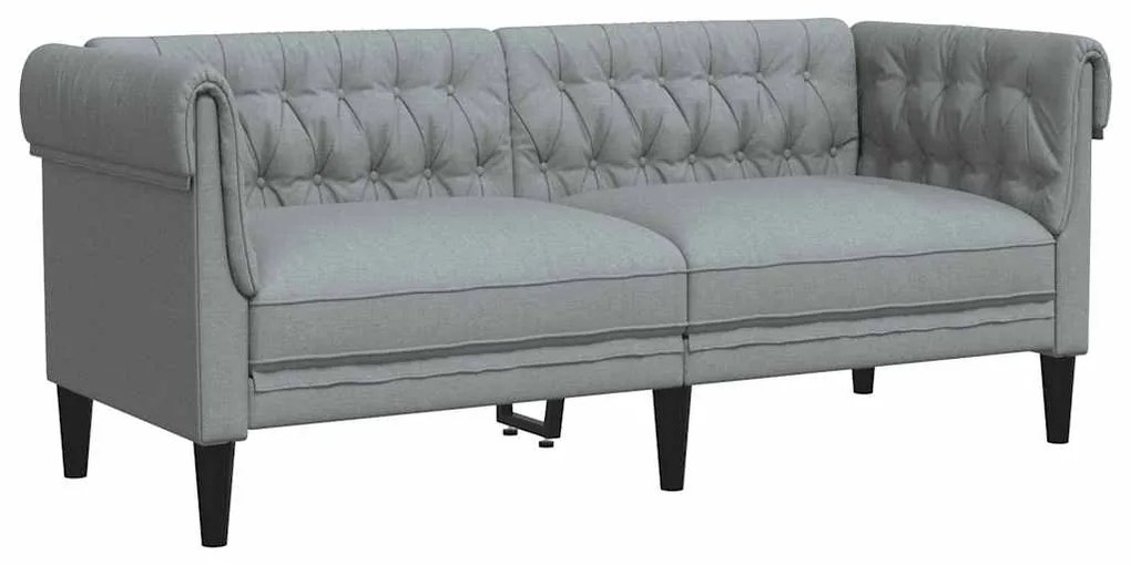 vidaXL Καναπές Διθέσιος Chesterfield Ανοιχτό Γκρι Υφασμάτινος