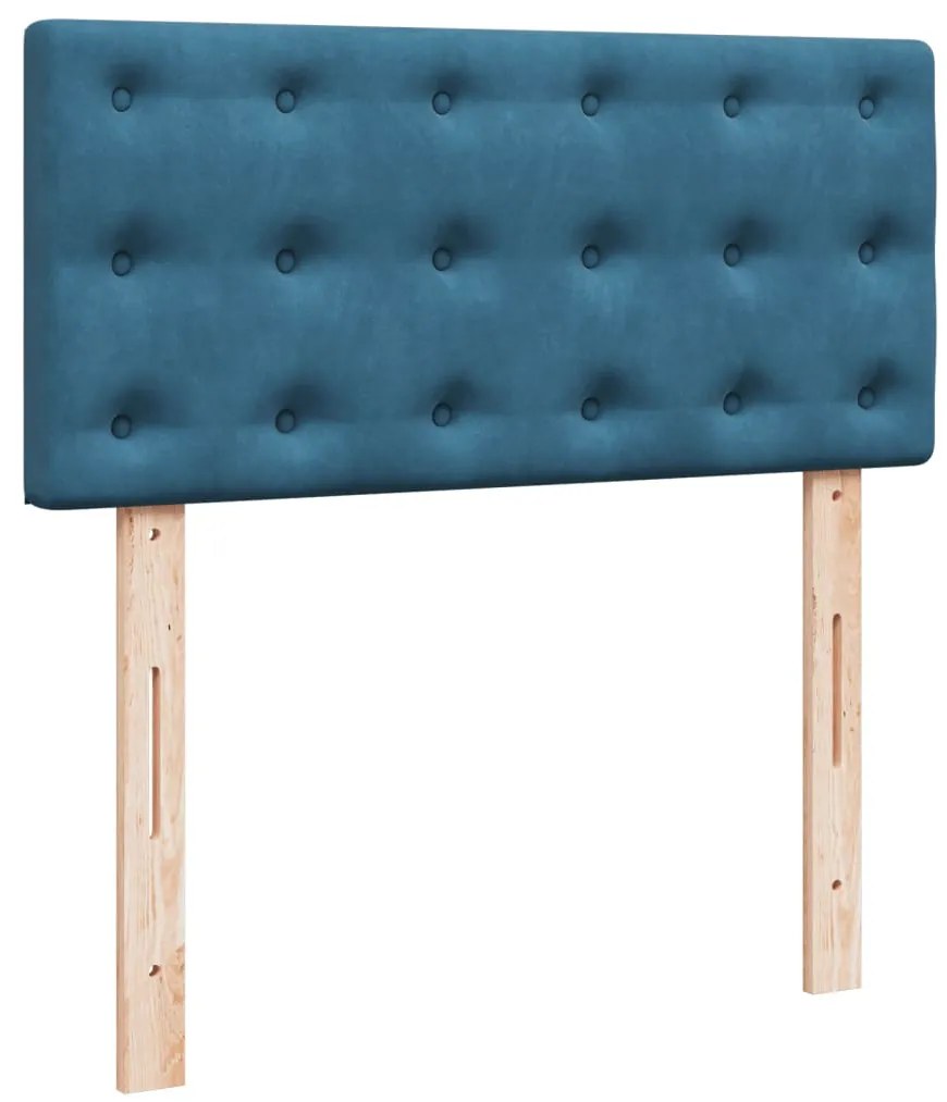 vidaXL Κρεβάτι Boxspring με Στρώμα Μπλε 90x200 εκ. Βελούδινο