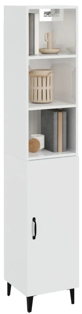 vidaXL Ντουλάπι Γυαλ. Λευκό 34,5 x 34 x 180 εκ. από Επεξεργασμένο Ξύλο