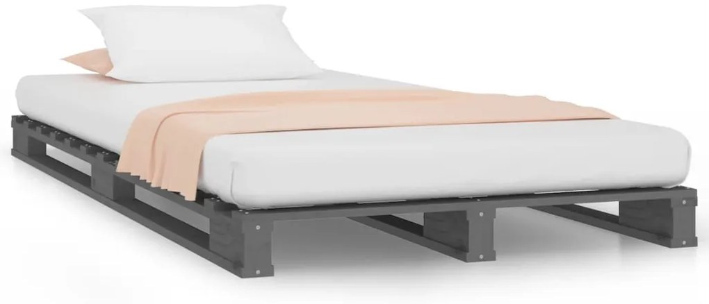 vidaXL 820387  Καναπές από Παλέτες Γκρι 100 x 200εκ. Μασίφ Ξύλο Πεύκου