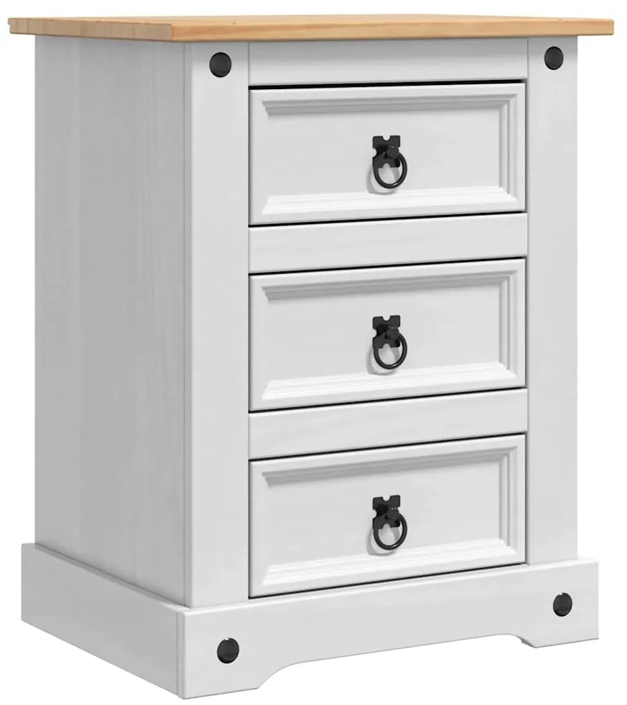 vidaXL Κομοδίνο με συρτάρι Λευκό 53 x 39 x 66 εκ Στερεά ξυλεία πεύκου